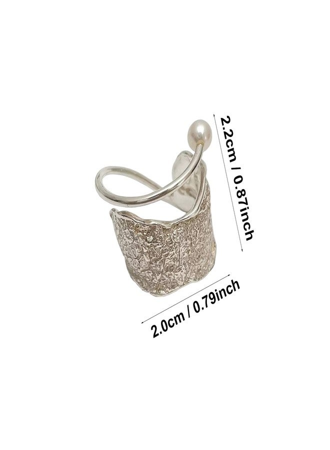 vinsiora Silvery twisted rope ring with irregular geometric lines and pearl accents in a minimalist style, featuring a strong design and adjustable (geometry) - Image 2